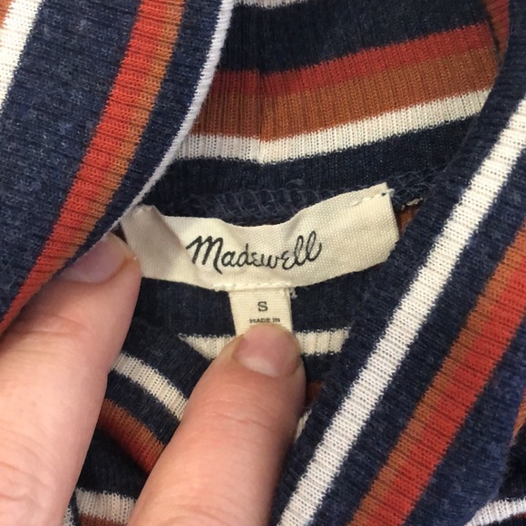 Madewell Fine Ribbed Striped Turtleneck, S - Picture 7 of 10